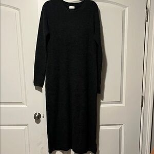 Elegant dark gray Long Sleeve sweater Dress